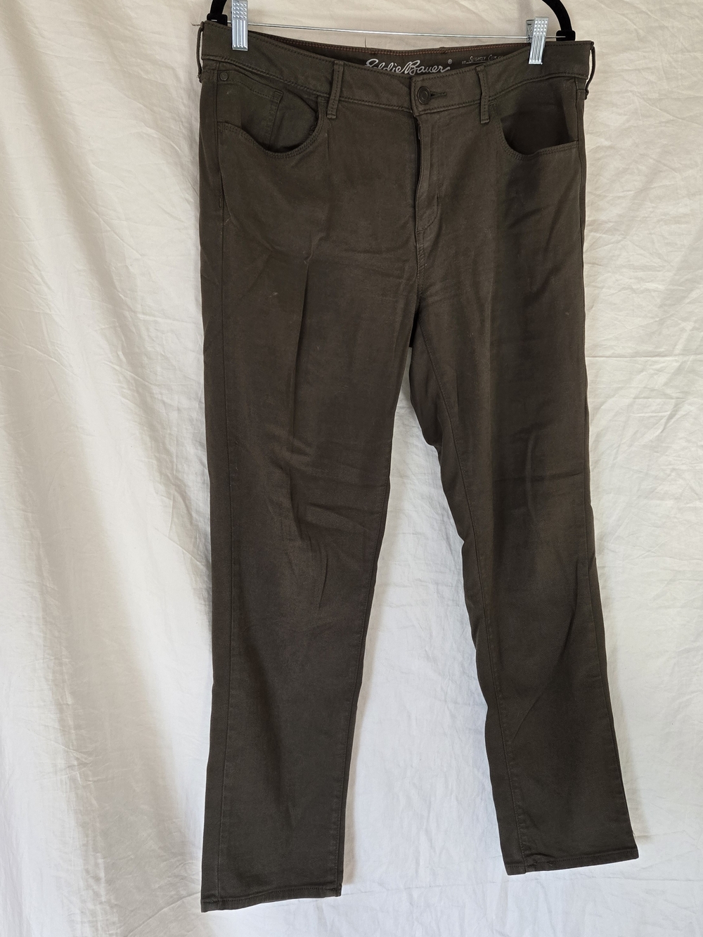 Eddie Bauer Olive Green Slightly Curvy Slim Leg